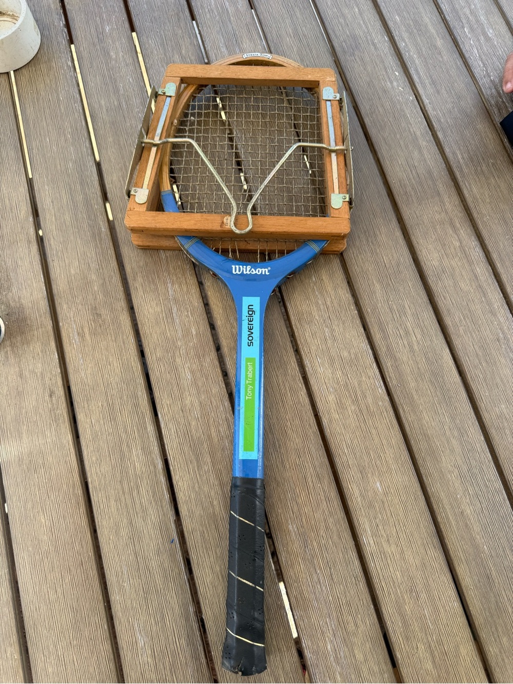 Vintage Wilson Sovereign Tony Trabert Wood Tennis Racket With Strata-Bow Press